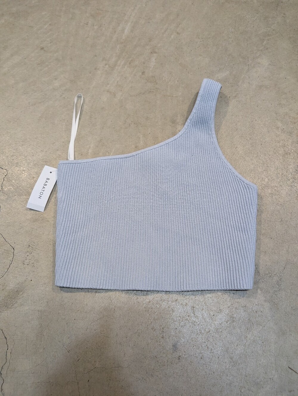NWT Babaton Asymmetrical One-Shoulder Ribbed Cropped Tank Skult Knit Women's M